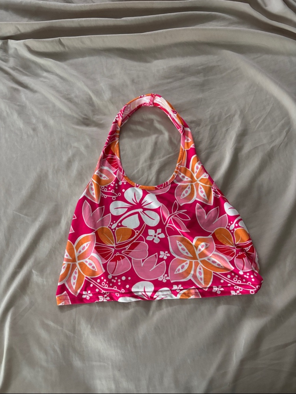 SHEIN Pink Orange Floral Halter Tank Top